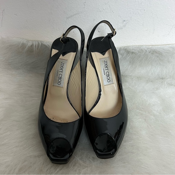 Jimmy Choo Nova Platform Peep Toe Sling Back Heels - Picture 5 of 11